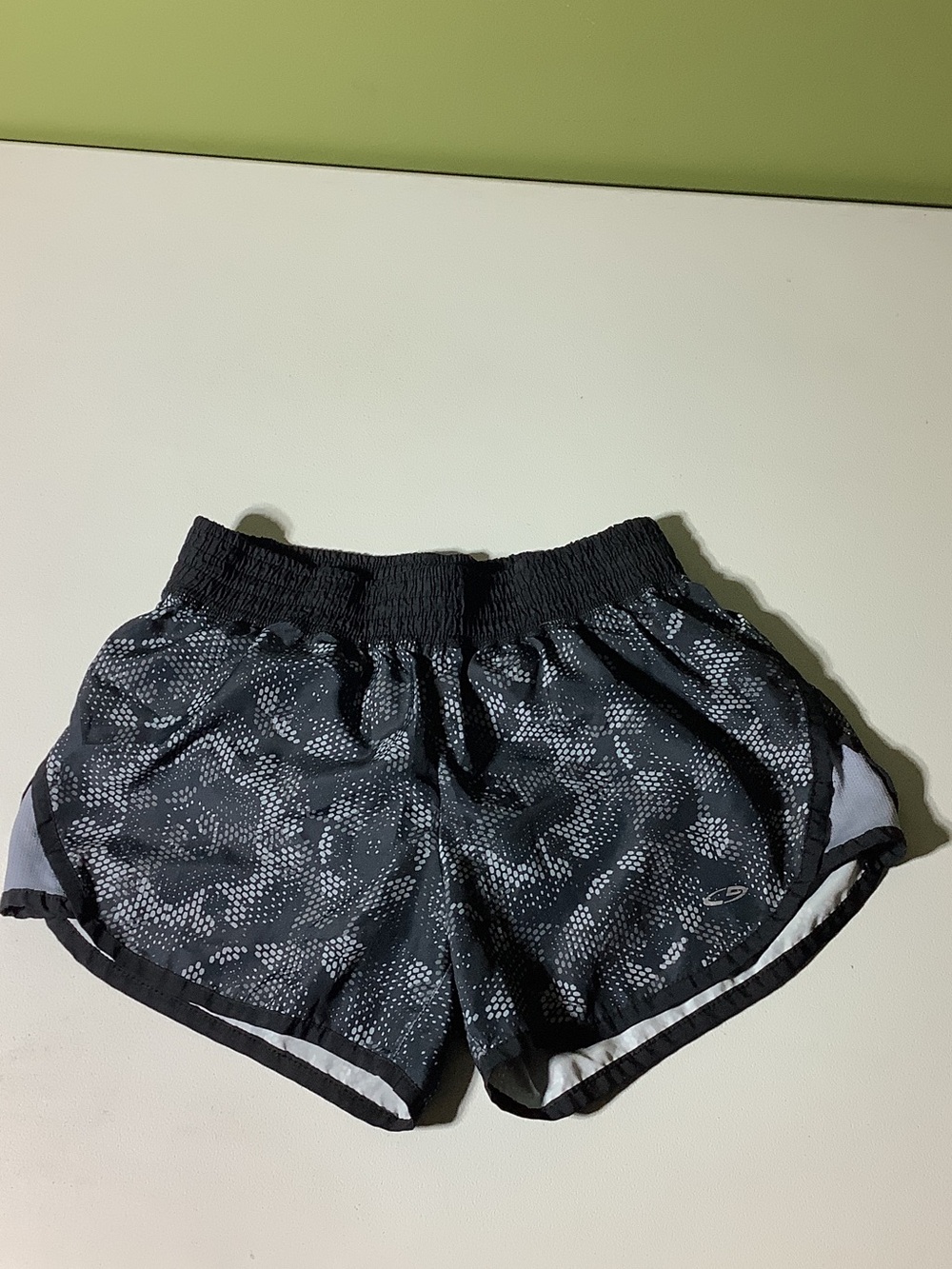 Champion black and gray graphic running shorts, size small
